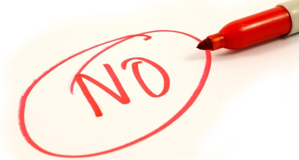 No asserted in red