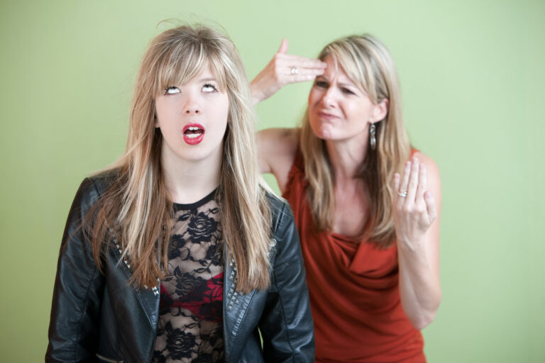 Roll eyes frustrated mom
